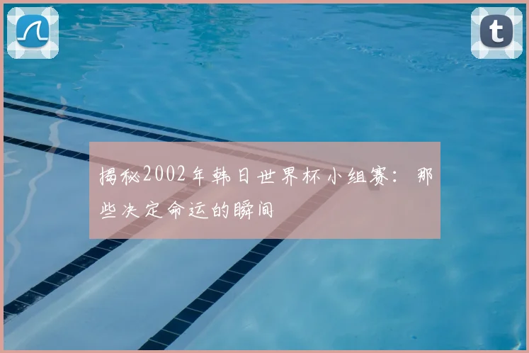 揭秘2002年韩日世界杯小组赛：那些决定命运的瞬间